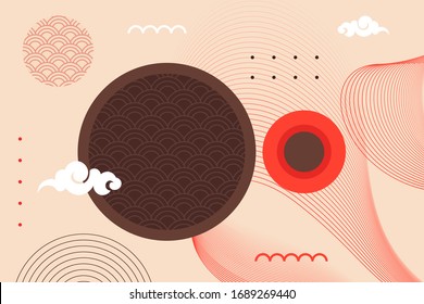 Abstract oriental background with waves. Geometric modern composition.