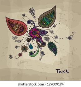 Abstract oriental floral background. Vector illustration. Indian motif.
