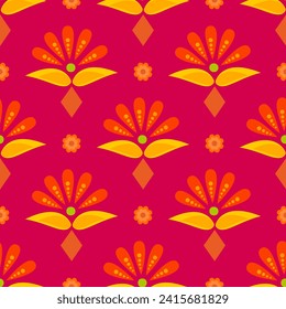 Abstract oriental floral elements repeating pattern in indian or mexican style