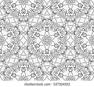 Abstract oriental floral seamless pattern. Flower geometric ornamental background. Floral ethnic tiled ornament with flowers. EPS 10