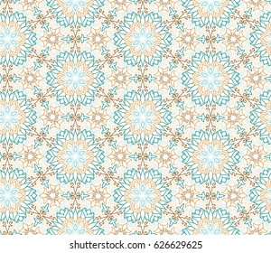 Abstract oriental floral seamless pattern. Flower geometric ornamental background. Floral ethnic tiled ornament with flowers.