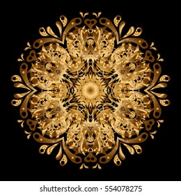 Abstract oriental mandala frame with decorative golden foil. Design for fashion banner, cover, save the date card, wedding or birthday party invitation. Gold vector mandala with peacock feather.