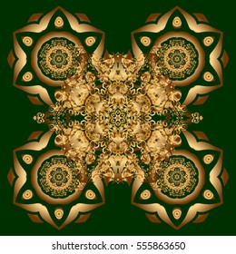 Abstract oriental mandala frame with decorative golden foil. Design for fashion banner, cover, save the date card, wedding or birthday party invitation. Gold vector mandala with peacock feather.