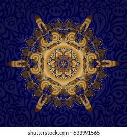 Abstract oriental mandala frame with decorative golden foil.