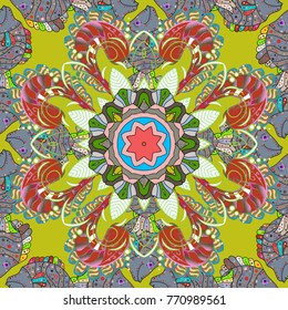 Abstract oriental mandala frame with decorative colored foil. Design for fashion banner, cover, save the date card, wedding or birthday party invitation. Vector mandala with peacock feather.