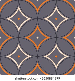 Padrão oriental abstrato em estilo boho. Fundo geométrico infinito. Padrão contínuo em um plano de fundo escuro. Design de blocos de acolchoamento. Vetor repetitivo Ilustração para tecido, têxtil, interior.
