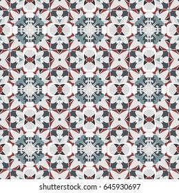 Abstract Oriental pattern. Seamless symmetrical pattern of swirls, lines and stars. Vector illustration.