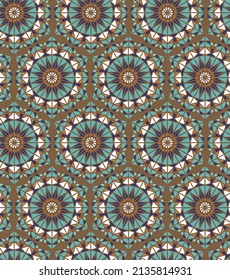 Abstract oriental seamless pattern, colorful tiles, background design - great for textiles, wallpaper, wrapping - vector design