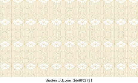 Abstract Oriental Seamless Vector Pattern with White and Gold Geometric Line Design, Minimal Luxury Tile Background for Modern Wallpaper, Decor, and Branding