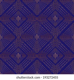 Abstract oriental square ornament.  Arabic geometric swirl line seamless pattern.