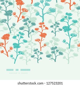 Abstract oriental trees frame horizontal seamless background