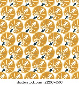 Abstract Oriental Turkish Indian Diagonal Flowers Art Deco Style Seamless Pattern Perfect for Allover Fabric Print or Wrapping Paper Arabesque Elegant Florals Mustard Yellow Tones