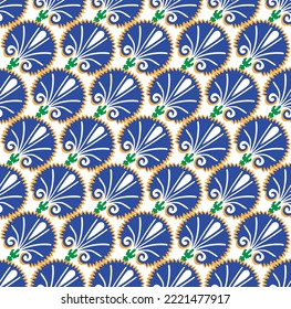 Abstract Oriental Turkish Indian Diagonal Flowers Art Deco Style Seamless Pattern Perfect for Allover Fabric Print or Wrapping Paper Arabesque Elegant Florals Royal Blue Tones