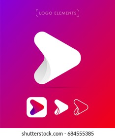 Abstract origami arrow logo. Material design style. Play application icon