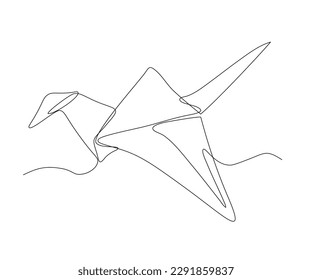 abstract Origami Bird Continuous One Line Drawing