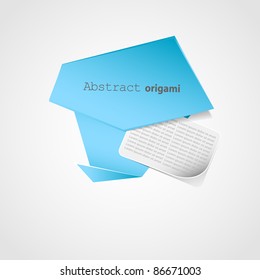 Abstract origami blue speech bubble vector background