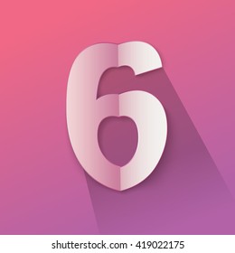 Abstract Origami Bold Typeface Vector Design Number Six  Character Font for Your Decorative Celebration Branding Message