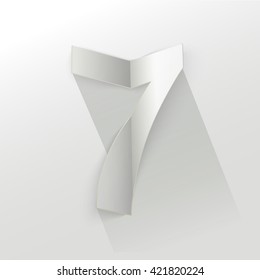 Abstract Origami Bold Typeface Vector Design of a Number "7" Character Font for Your Decorative Branding Text