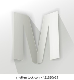 Abstract Origami Bold Typeface Vector Design of a Number "M" Character Font for Your Decorative Branding Text