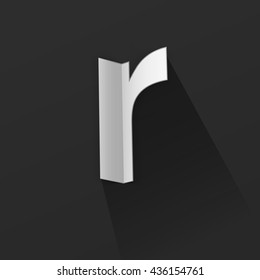Abstract Origami Bold Typeface Vector Design of a Small R Character Font for Your Decorative Branding Text Sign