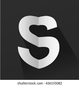 Abstract Origami Bold Typeface Vector Design of a Capital S Character Font for Your Decorative Branding Text Sign