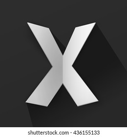 Abstract Origami Bold Typeface Vector Design of a Capital X Character Font for Your Decorative Branding Text Sign