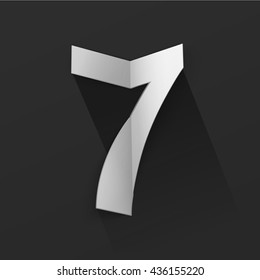 Abstract Origami Bold Typeface Vector Design of Number Seven Character Font for Your Decorative Branding Text Sign
