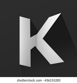 Abstract Origami Bold Typeface Vector Design of a Capital K Character Font for Your Decorative Branding Text Sign