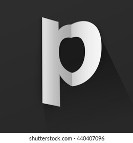 Abstract Origami Bold Typeface Vector Design of a Small "p" Character Font for Your Decorative Branding Text Sign