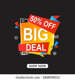 abstract origami flat label promotion design