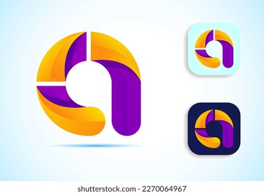 Abstraktes Origami Anfangsalphabet Ein Logo-Design. Mehrfarbige Farbverlauf-Buchstaben Symbol Vektorgrafik.