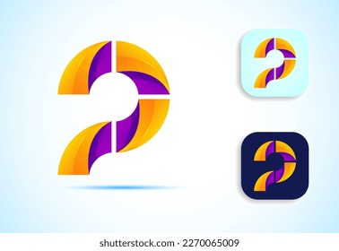 Abstract origami initial alphabet P logo design. Multi-color gradient letter icon vector illustration.