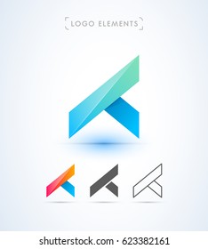 Abstract origami letter A, X, Y logo template. Application icon and corporate identity set.