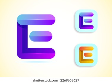 Resumen de la plantilla de diseño del logotipo de la letra E del origami. Icono de aplicación de estilo plano. Ilustración del vector