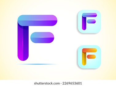 Abstract origami letter F logo design template. Flat style application icon. Vector illustration