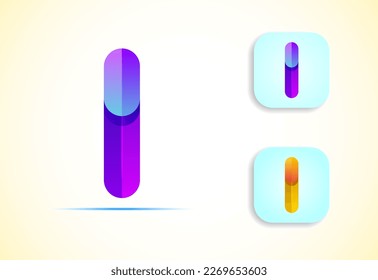 Abstract origami letter I logo design template. Flat style application icon. Vector illustration