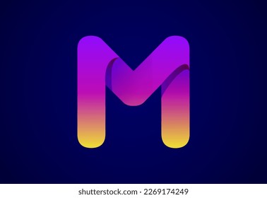 Abstract origami letter M logo design template. Flat style application icon. Vector illustration