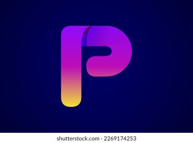 Abstract origami letter P logo design template. Flat style application icon. Vector illustration