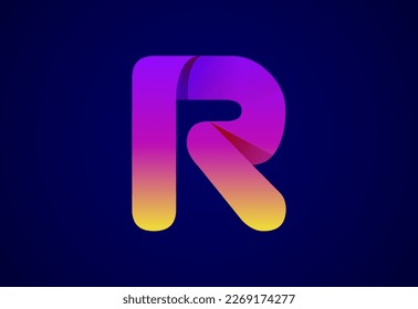 Abstract origami letter R logo design template. Flat style application icon. Vector illustration