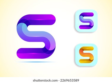 Abstract origami letter S logo design template. Flat style application icon. Vector illustration