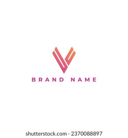 Abstract origami letter V logo design template. Flat style application icon. Vector illustration violet color isolated on a white background. Letter V logo applied for e-learning company logo design