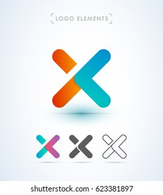 Abstract origami letter X logo template. Application icon and corporate identity set.