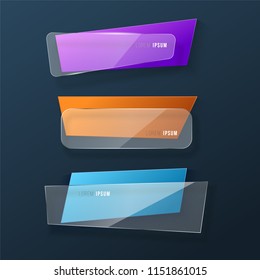Abstract origami paper banner. Infographics vector element with glass effect.