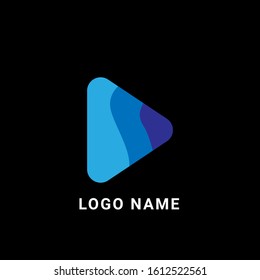 Abstract origami Play button logo in material design style. Application icon
