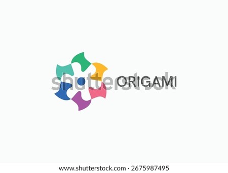 Abstract origami propeller logo design. Colorful abstract circular symbol logo icon sign symbol simple flat vector illustration