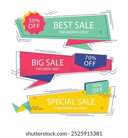 abstract origami sale banner collection