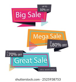 abstract origami sale banner collection vector
