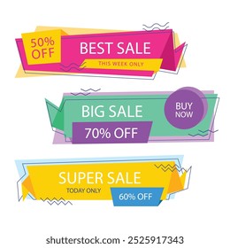abstract origami sale banner set