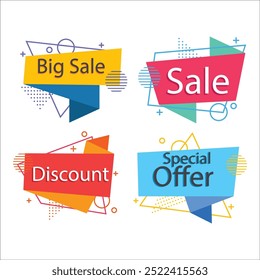 abstract origami sale banners vector