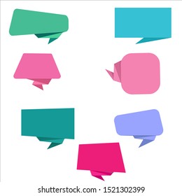 Abstract origami speech bubble banner vector color set background